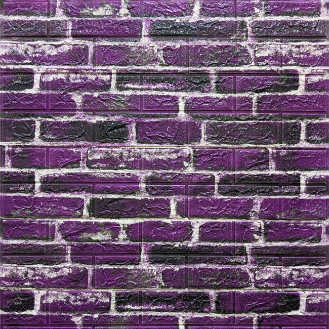 Панель стеновая самоклеящаяся декоративная 3D под кирпич фиолетовый Екатеринославский 700х770х5мм (041), Фиолетовый, Фиолетовый