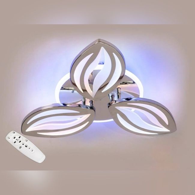 Потолочная люстра с диммером и LED подсветкой, цвет хром, 65W