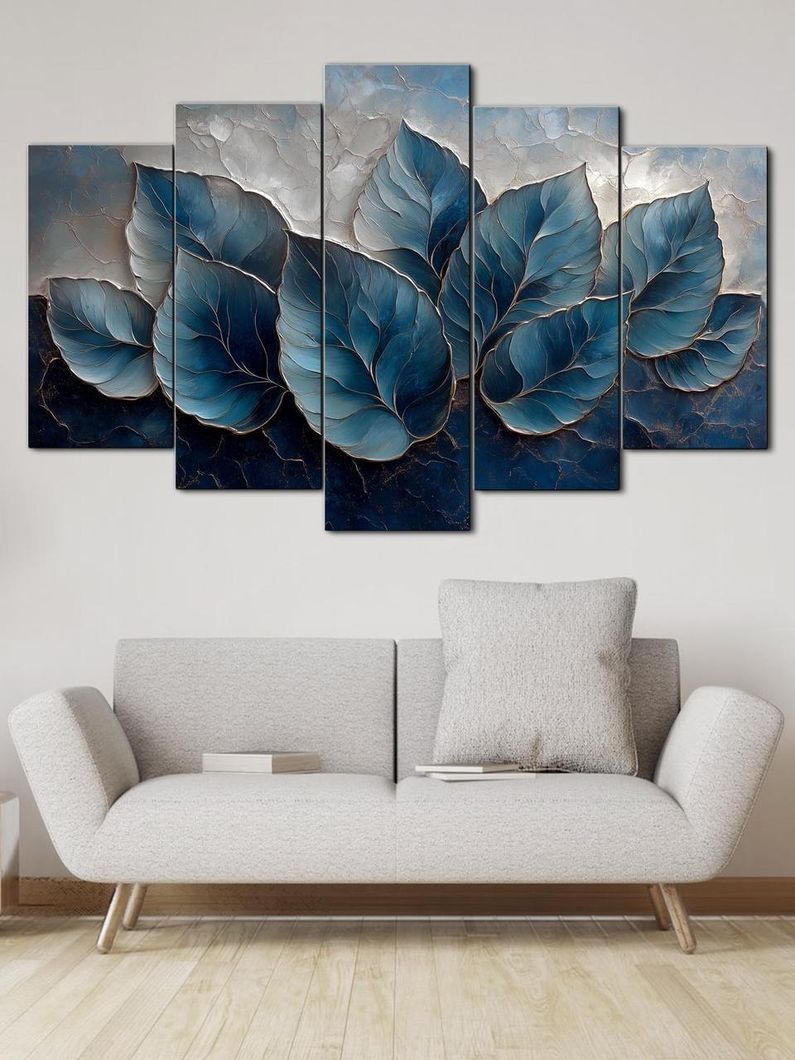 Модульная картина MAKO " Синие листья " 80x125 см MK50634