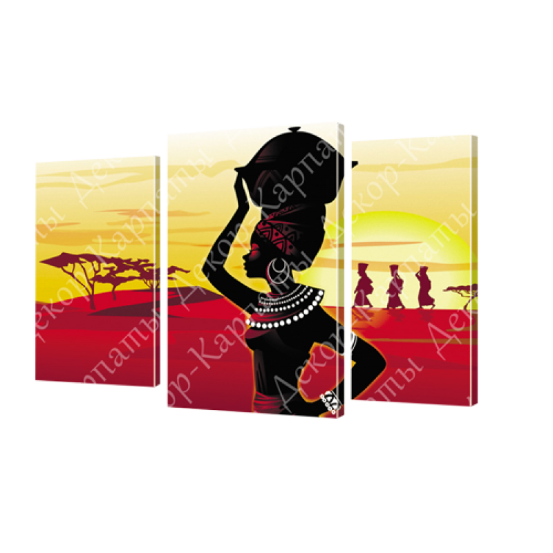 Картина модульна 3 частини Африканка 53 х 100 см (8287-3)
