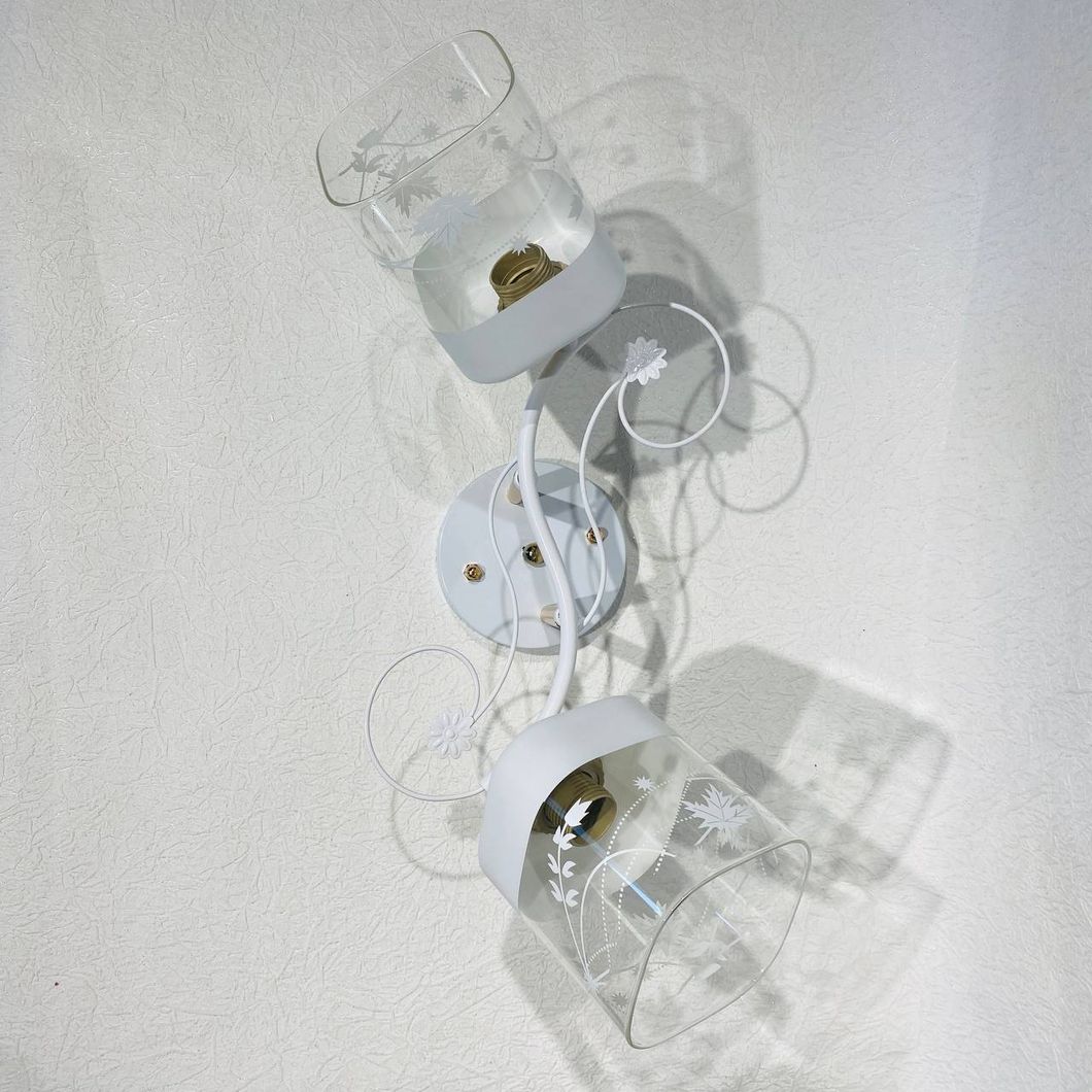 Люстра 3 лампи, біла у вітальню, спальню скло в класичному стилі (6753А/2 WH+FG), Білий, Білий