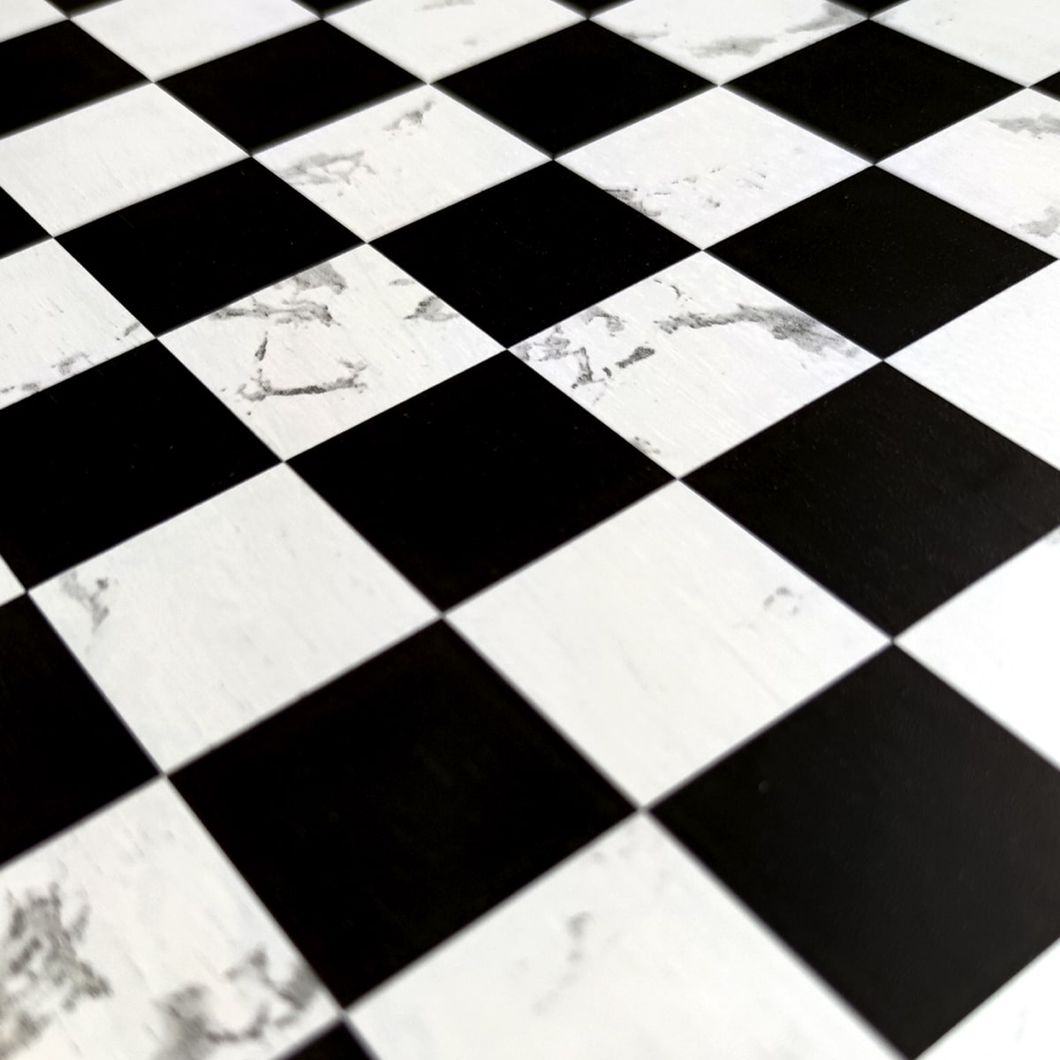 Самоклейка декоративна плівка шахмати мрамор 0,45Х10М (KN-М0006-1), Чорно-білий, Чорно-білий