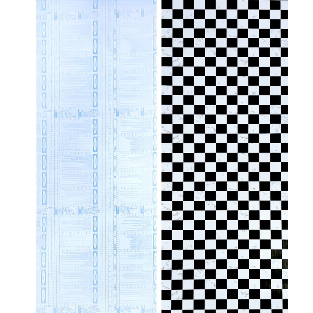 Самоклейка декоративна плівка шахмати мрамор 0,45Х10М (KN-М0006-1), Чорно-білий, Чорно-білий