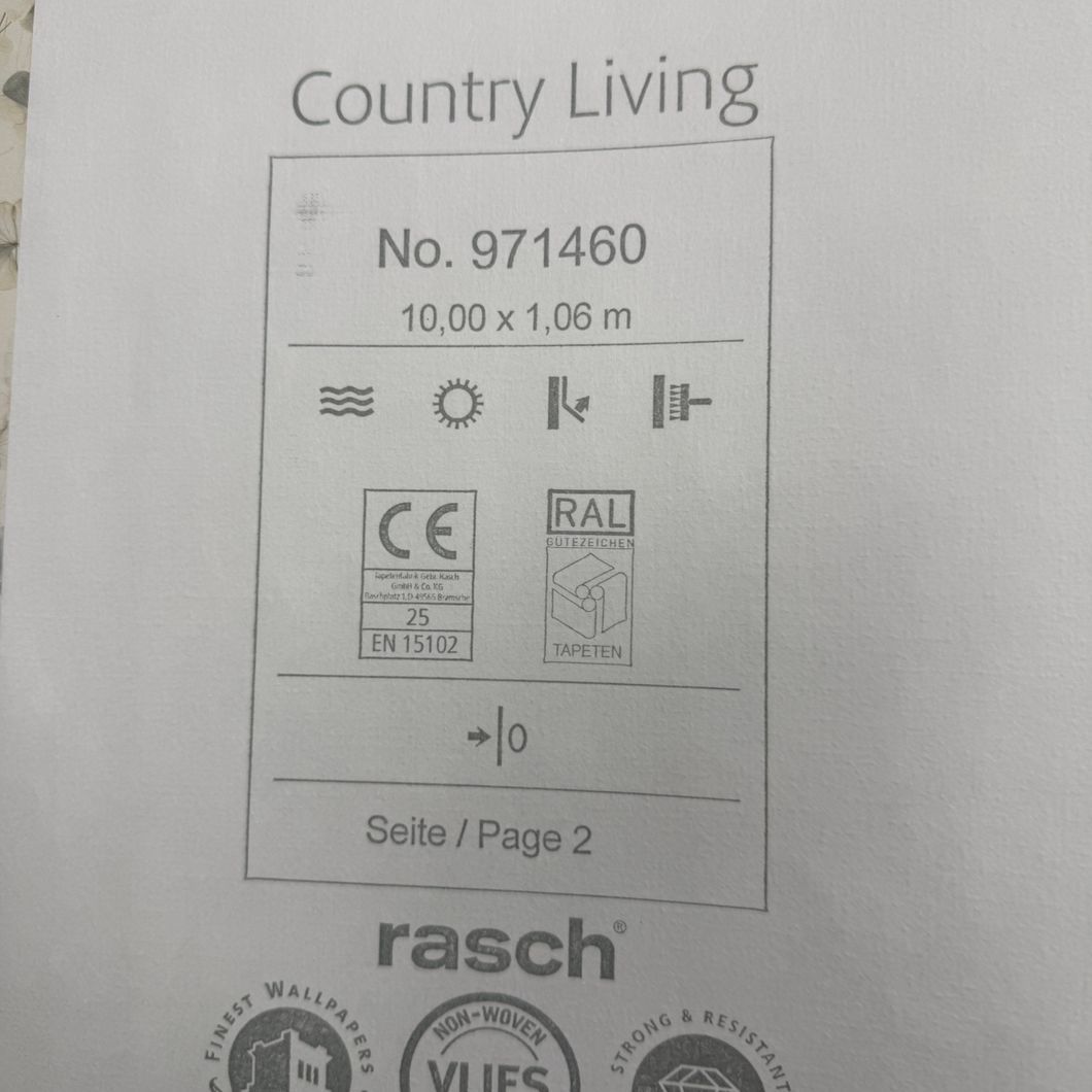 Обои виниловые на флизелиновой основе Rasch Country Living тёмно-серый 1,06 х 10,00м (971460)
