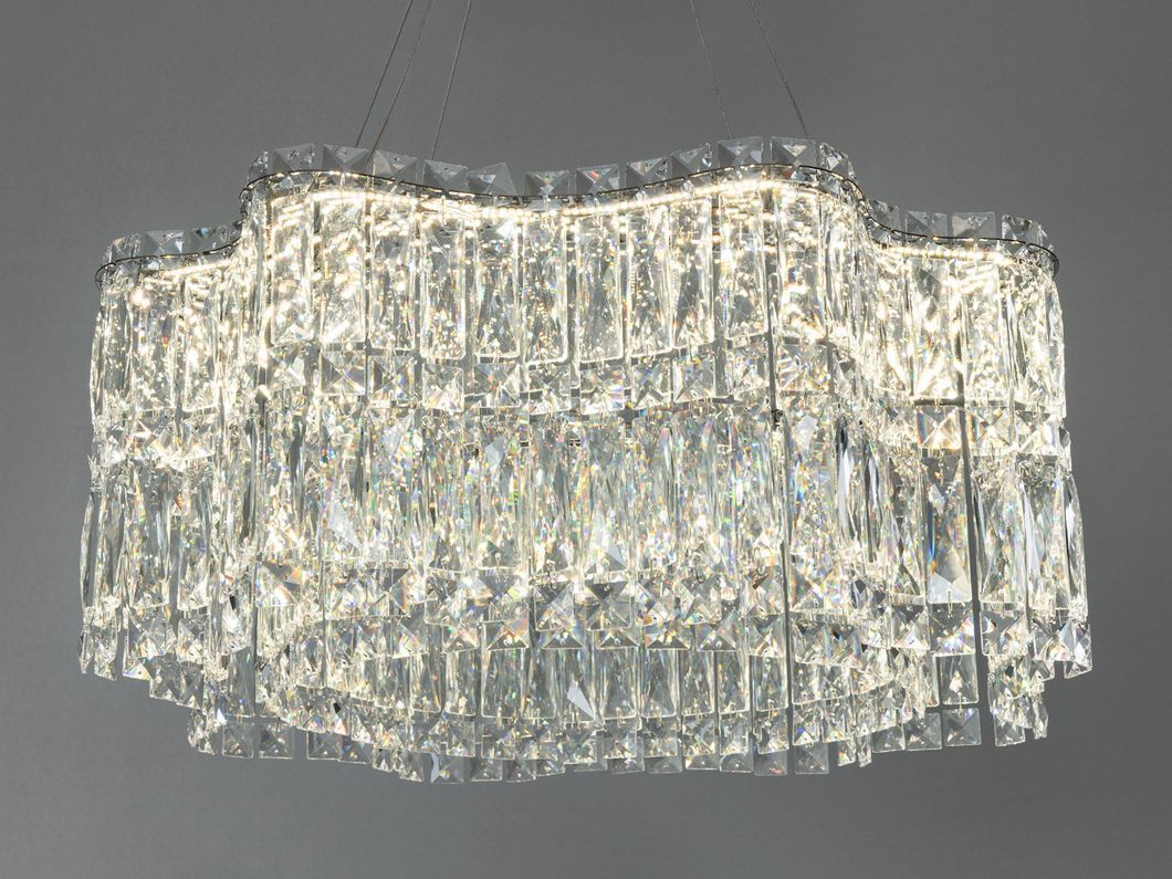 Підвісна кришталева люстра LED золото 68Вт