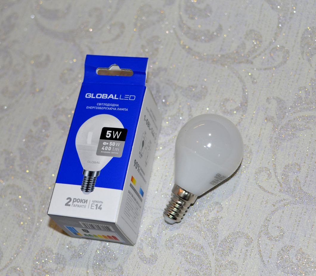 Лампа светодиодная GLOBAL LED, MAXUS. А50 5W Е27, яркий свет