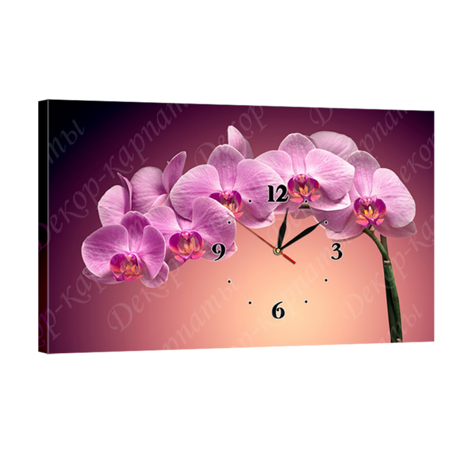 Часы настенные на холсте без стекла Орхидея 30 см х 53 см (3926 - С165)