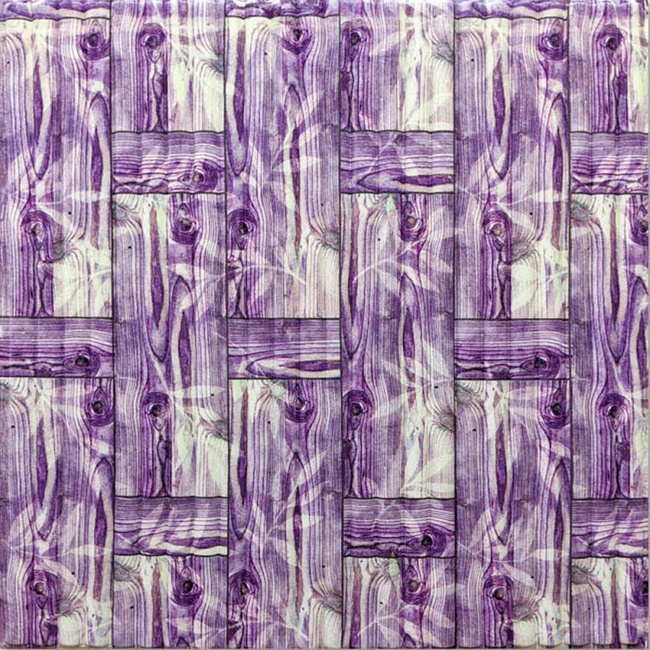 Панель стінова самоклеюча декоративна 3D бамбукова кладка фіолетовий 700х700х8.5мм (051), Фиолетовый, Фіолетовий