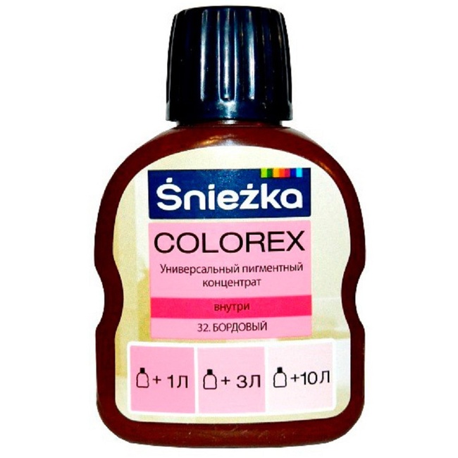Универсальный пигментный концентрат Colorex Sniezka 32 бордовый 100 мл (103726), Бордовый, Бордовый