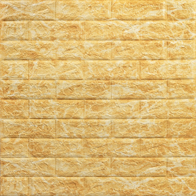 Панель стеновая самоклеящаяся декоративная 3D под кирпич DEEP Yellow 700х770х5мм(068), Жёлтый, Жёлтый