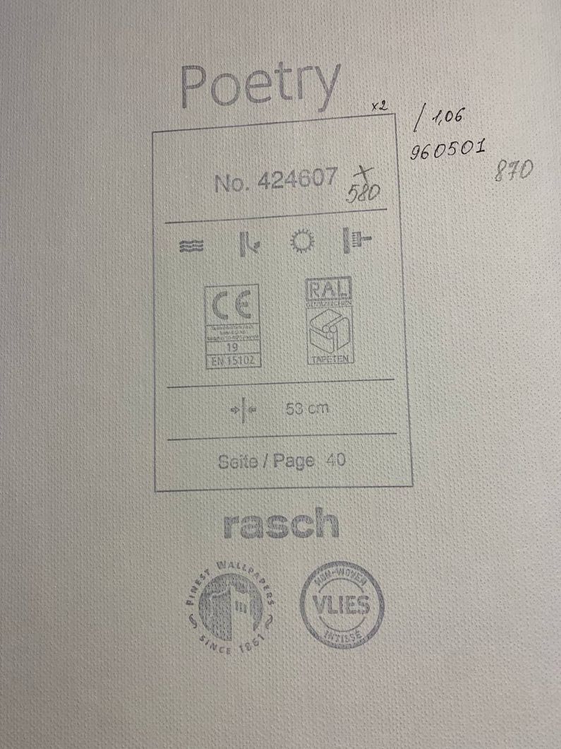 Обои виниловые на флизелиновой основе Rasch Poetry бежевый 1,06 х 10,05м (960501)