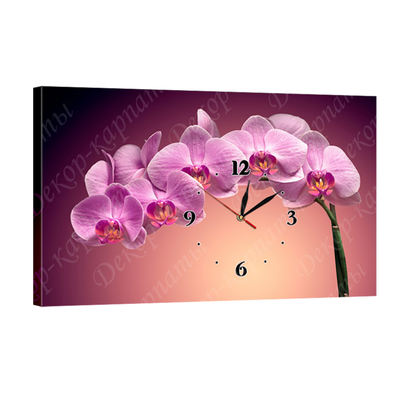 Часы настенные на холсте без стекла Орхидея 30 см х 53 см (3926 - С165)