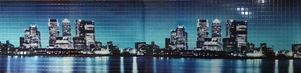 Панель стінова декоративна пластикова мозаїка ПВХ "Вогні великого міста" 957 мм х 480 мм (350бг), Синий, Синій