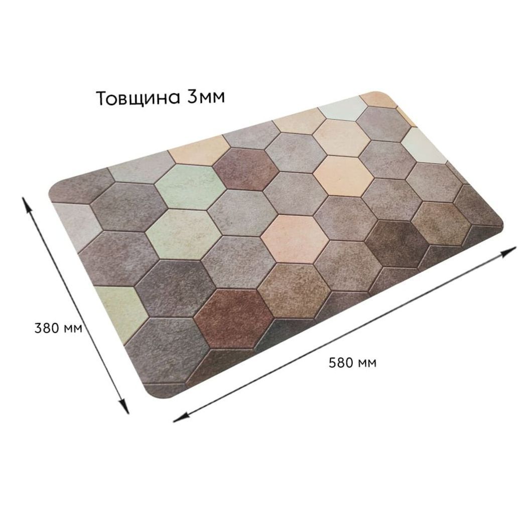 Влагопоглощающий коврик шестиугольники 38*58CM*3MM (D) SW-00001571, Разные цвета, Разные цвета