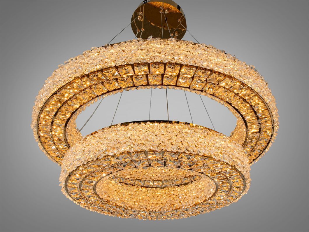 Підвісна люстра LED два кільця хром 80 Вт модель 505 800 500CH