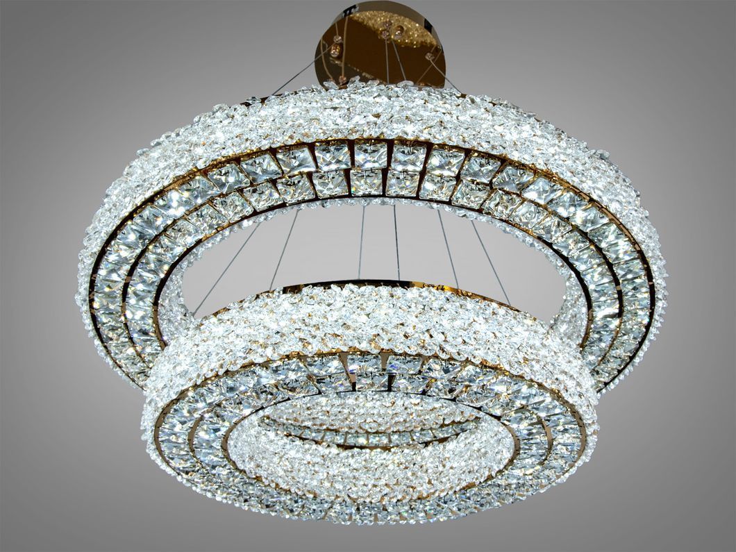 Підвісна люстра LED два кільця хром 80 Вт модель 505 800 500CH