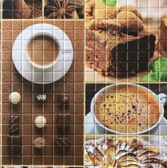 Панель стеновая декоративная пластиковая мозаика ПВХ "Корица" 956 мм х 480 мм (171к), Коричневый, Коричневый