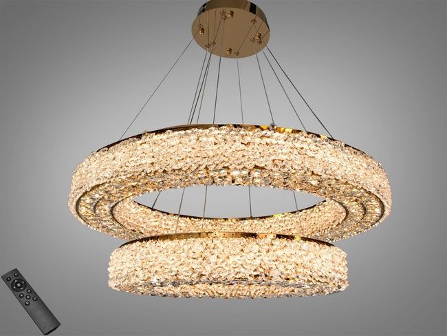 Підвісна люстра LED два кільця хром 80 Вт модель 505 800 500CH