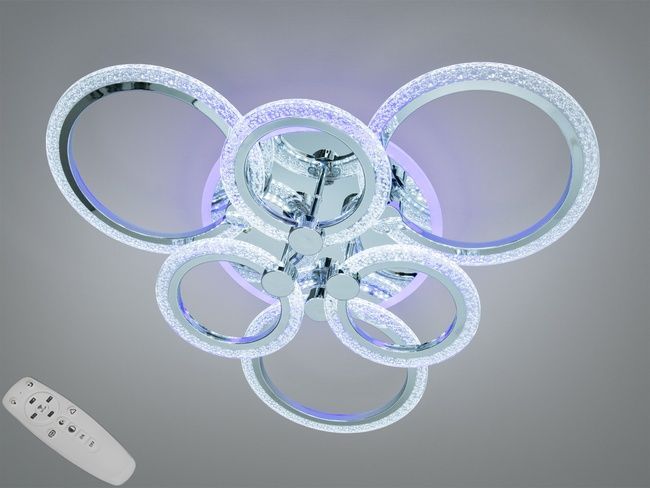 Люстра стельова LED Diasha біла 6 кілець 74W димер