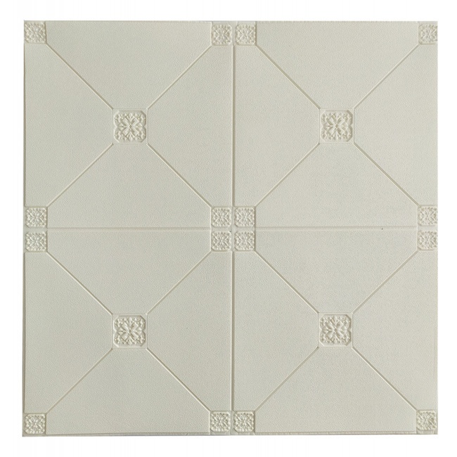 Панель стеновая самоклеящаяся декоративная 3D плитка 700x700x4.5мм (164), Белый, Белый