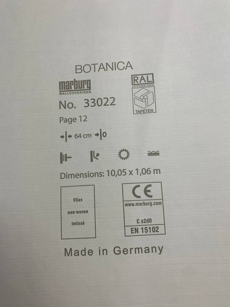 Шпалери вінілові на флізеліновій основі Marburg Botanica світло-сірий 1,06 х 10,05м (33022)