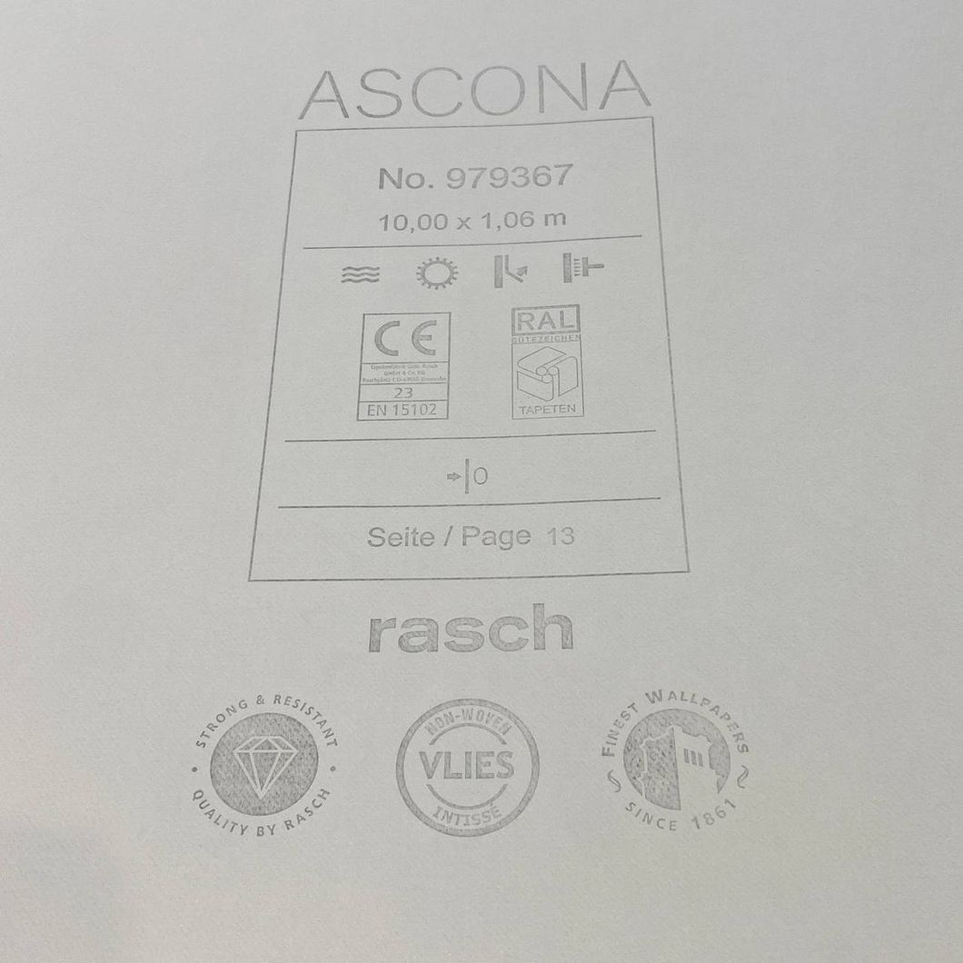 Шпалери вінілові на флізеліновій основі бежевий Rasch Sky Ascona 1,06 х 10,05м (979367)