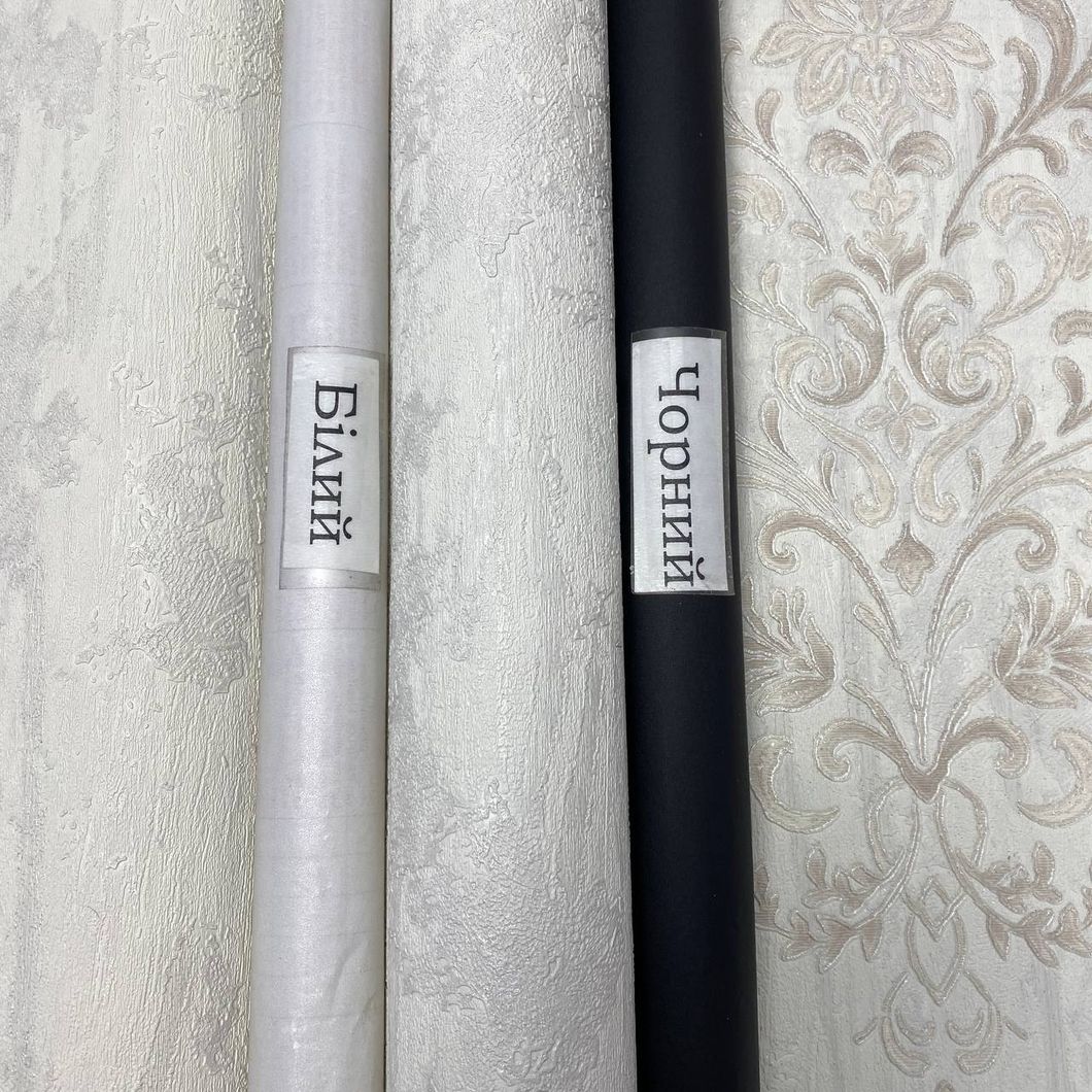 Обои виниловые на флизелиновой основе декоративная белая штукатурка с серым Duka Eftelia 1,06 х 10,05м (260004-1)