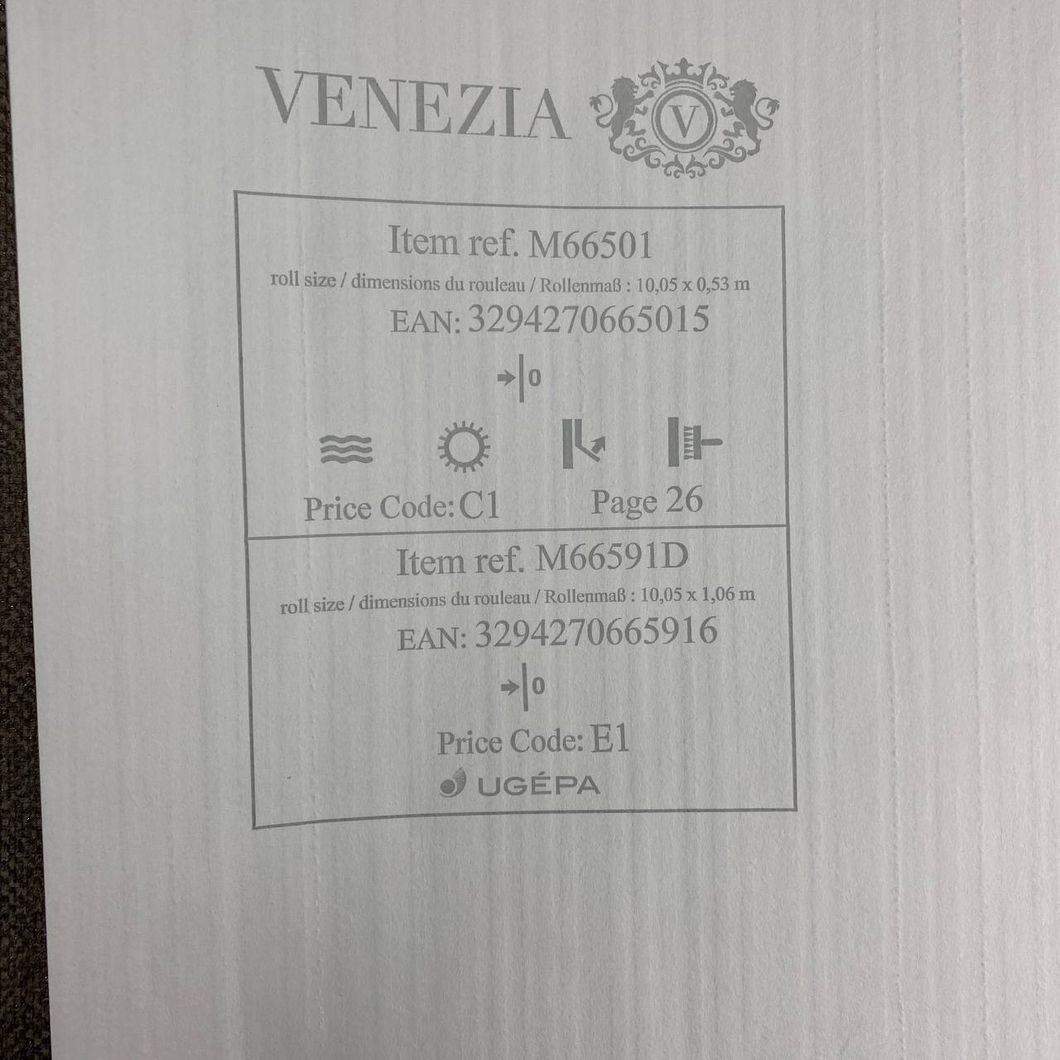 Шпалери вінілові на флізеліновій основі Бірюзовий UGEPA Venezia 1,06 х 10,05м (M66591D)