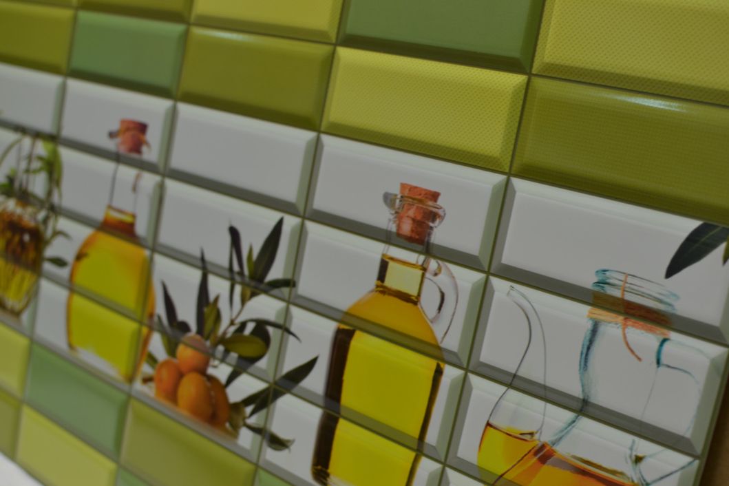 Панель стеновая декоративная пластиковая плитка ПВХ "Ароматы масла" 957 мм х 477 мм (218ам), Зелёный, Зелёный
