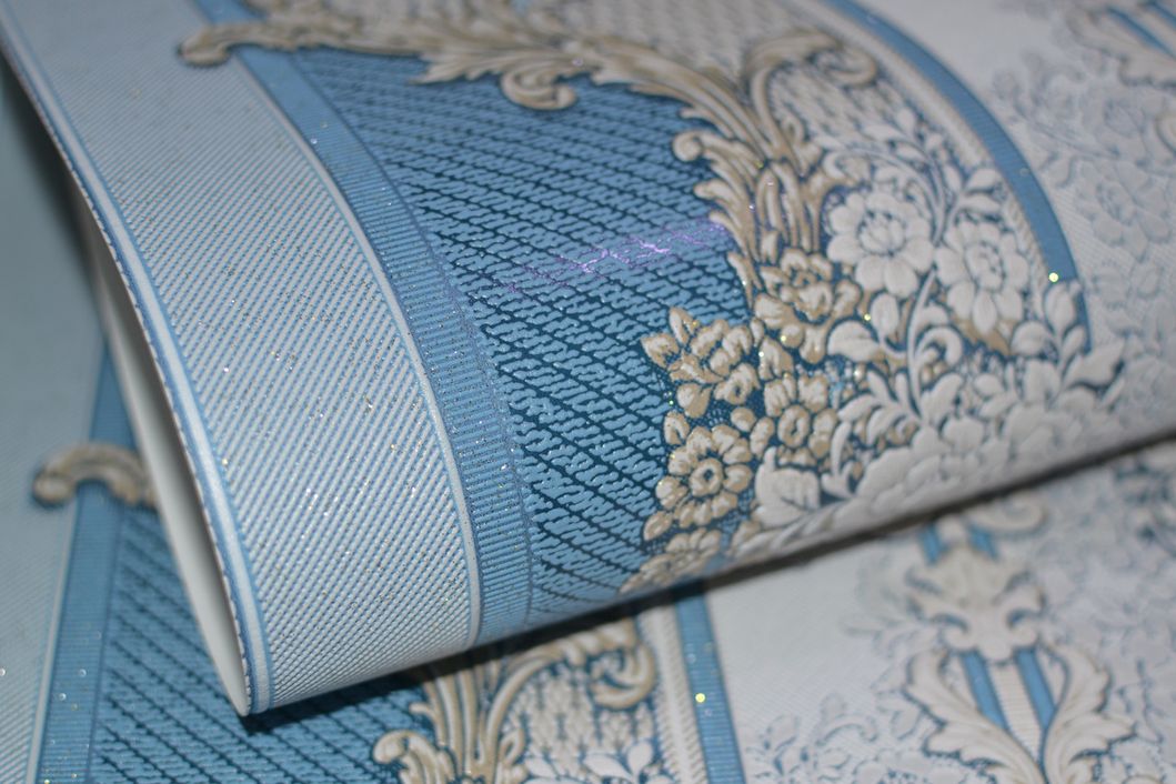Шпалери вінілові на паперовій основі Слов'янські шпалери Comfort B53,4 Дейзі 2 синій 0,53 х 10,05м (5613 - 03)