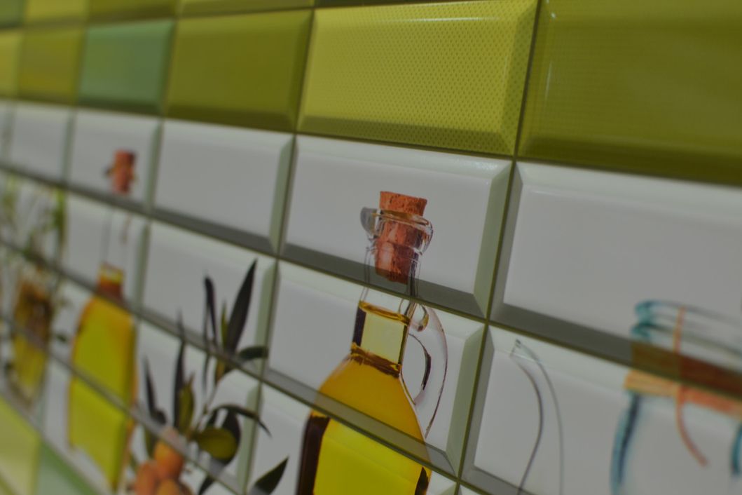 Панель стінова декоративна пластикова плитка ПВХ "Аромати масла" 957 мм х 477 мм (218ам), Зелений, Зелений