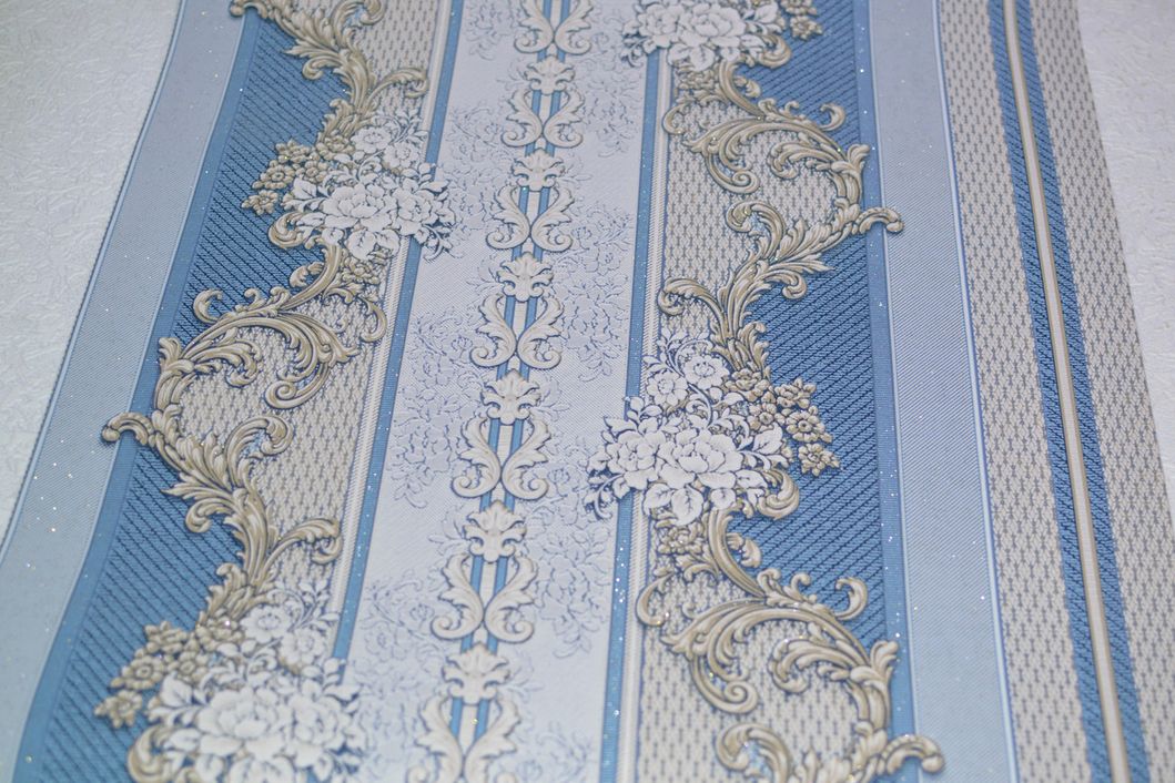 Обои виниловые на бумажной основе Славянские обои Comfort B53,4 Дейзи 2 синий 0,53 х 10,05м (5613 - 03)