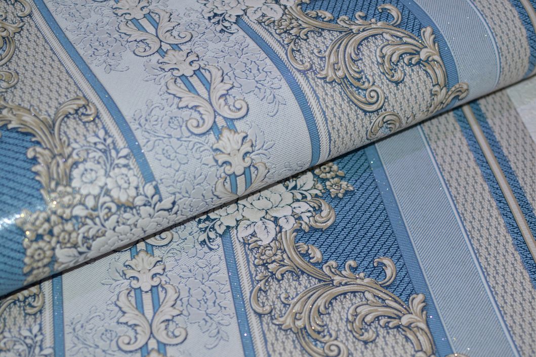 Обои виниловые на бумажной основе Славянские обои Comfort B53,4 Дейзи 2 синий 0,53 х 10,05м (5613 - 03)