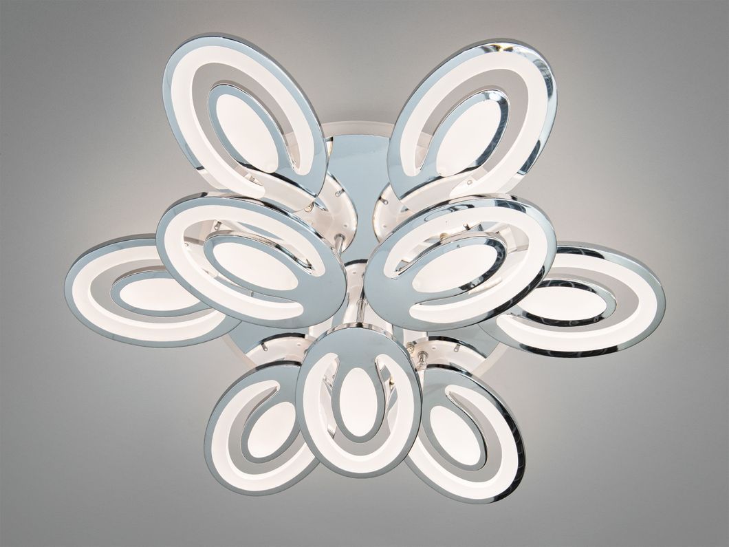 Люстра потолочная LED кольца хром 176Вт пульт 30м&sup2;