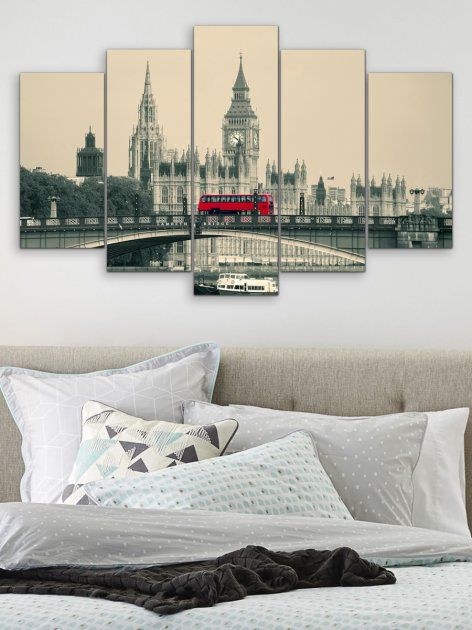 Модульна картина велика у вітальню / спальню "Лондон" 80 x 140 см (MK50165)
