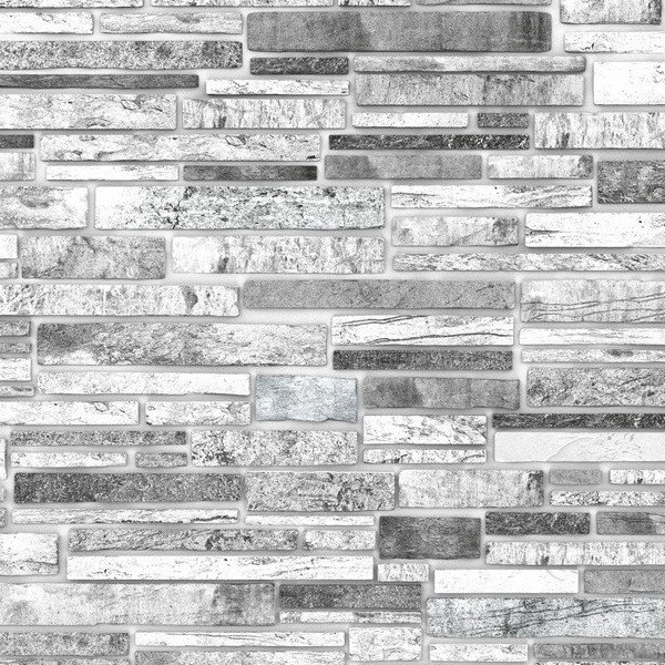 Панель стінова декоративна пластикова камінь ПВХ "Пластушка Чорно-біла" 977 мм х 496 мм (252чб), Серый, Сірий