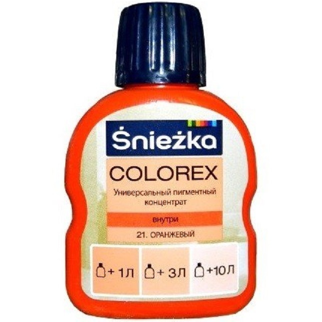 Универсальный пигментный концентрат Colorex Sniezka 21 оранжевый 100 мл (103727), Оранжевый, Оранжевый