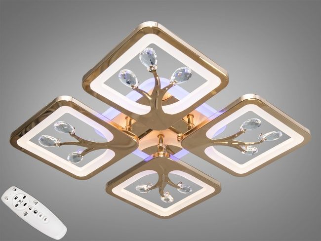 Потолочная люстра с диммером и LED подсветкой, цвет хром, 85W