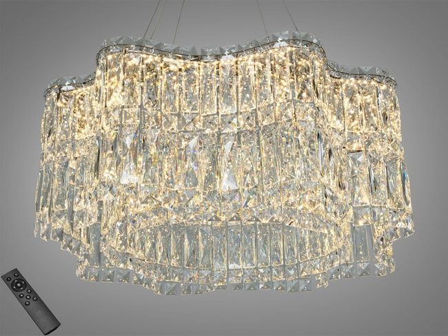 Підвісна кришталева люстра LED золото 68Вт