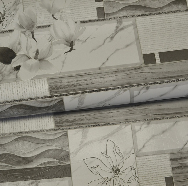Обои виниловые на бумажной основе супер мойка Эксклюзив серый 0,53 х 10,05м (879-01)