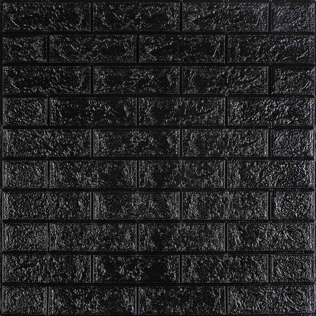 3D панель самоклеющаяся кирпич Черный 700x770x3мм (019-3) SW-00000584, Черный, Черный