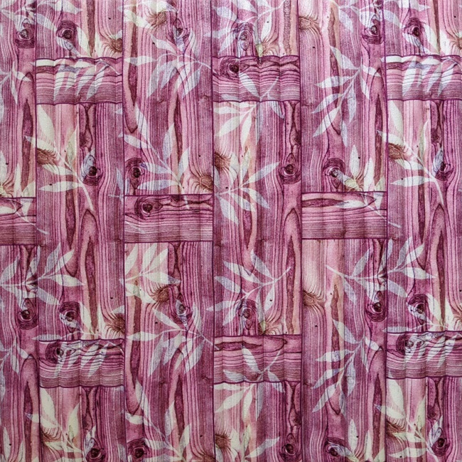 Панель стінова самоклеюча декоративна 3D бамбукова кладка рожева 700х700х8.5мм (052), Рожевий, Рожевий