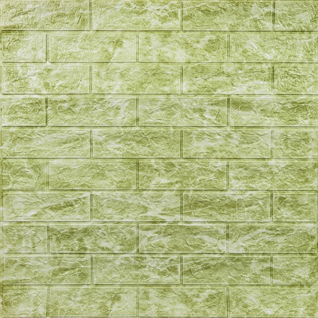Панель стеновая самоклеящаяся декоративная под кирпич DEEP Green (069), Зелёный, Зелёный