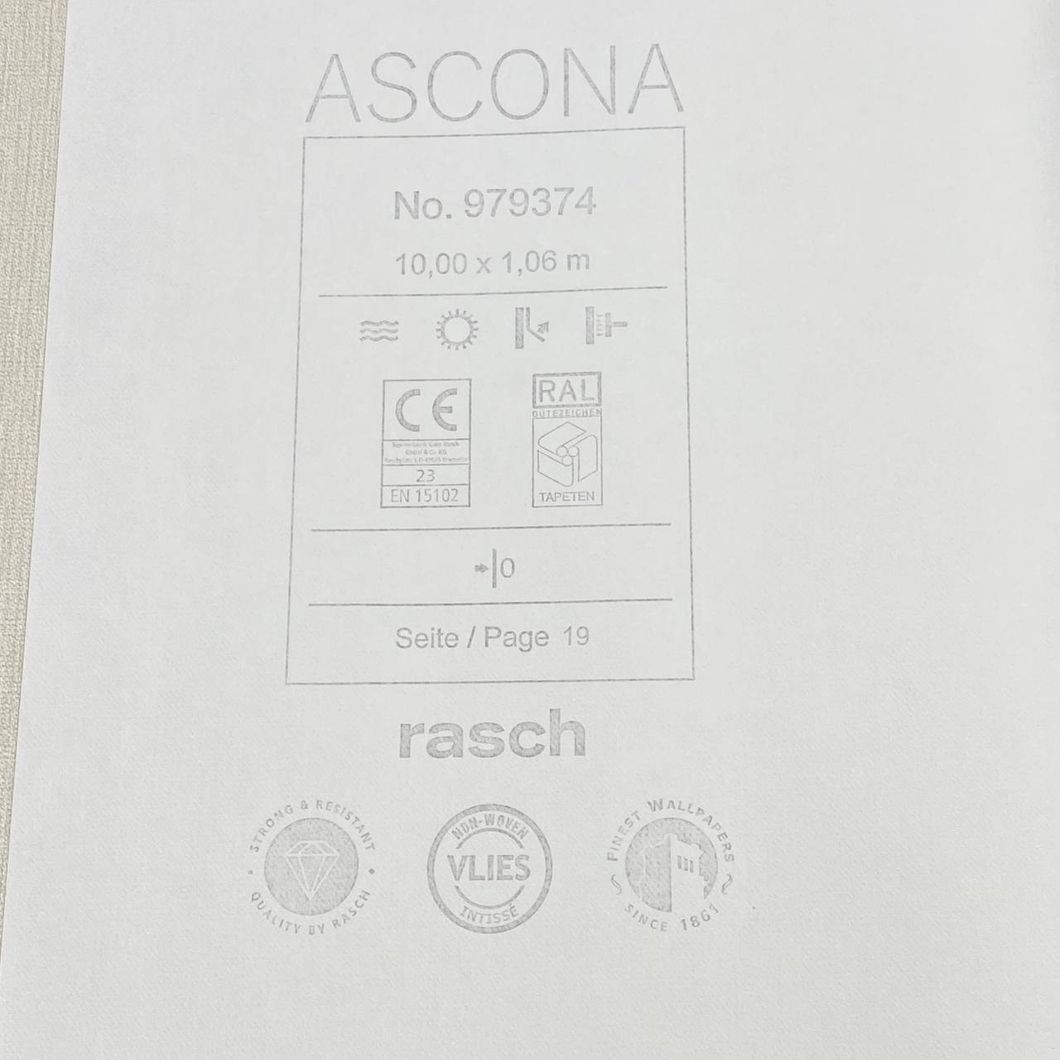 Шпалери вінілові на флізеліновій основі бежевий Rasch Ascona 1,06 х 10,05м (979374)