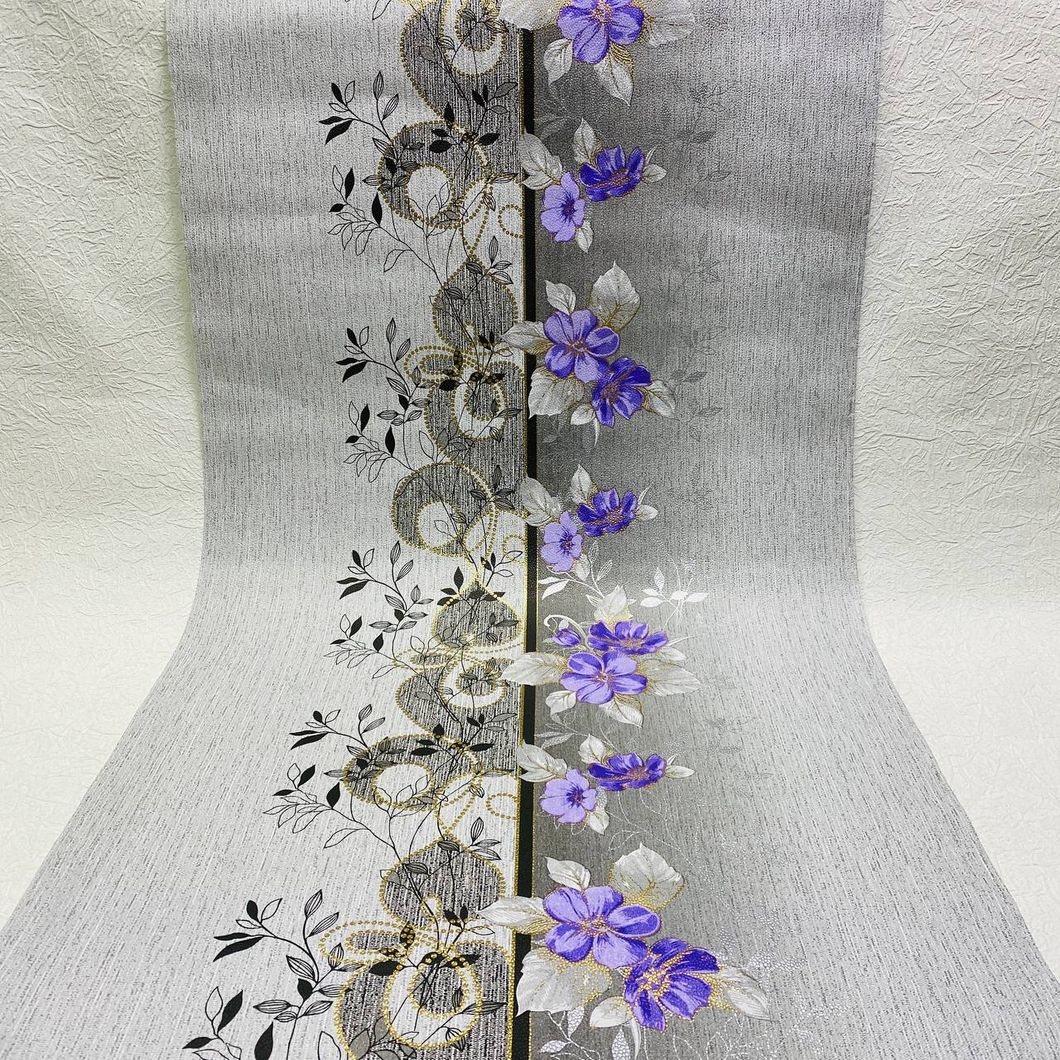 Шпалери паперові Континент Азра сірий фон, бузкові квіти 0,53 х 10,05м (1476)