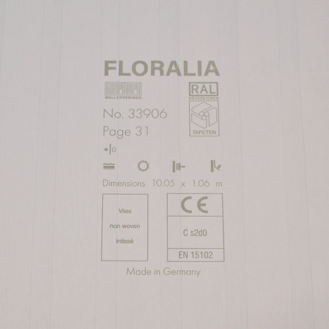 Обои виниловые на флизелиновой основе Marburg Floralia светло-серый 1,06 х 10,05м (33906)
