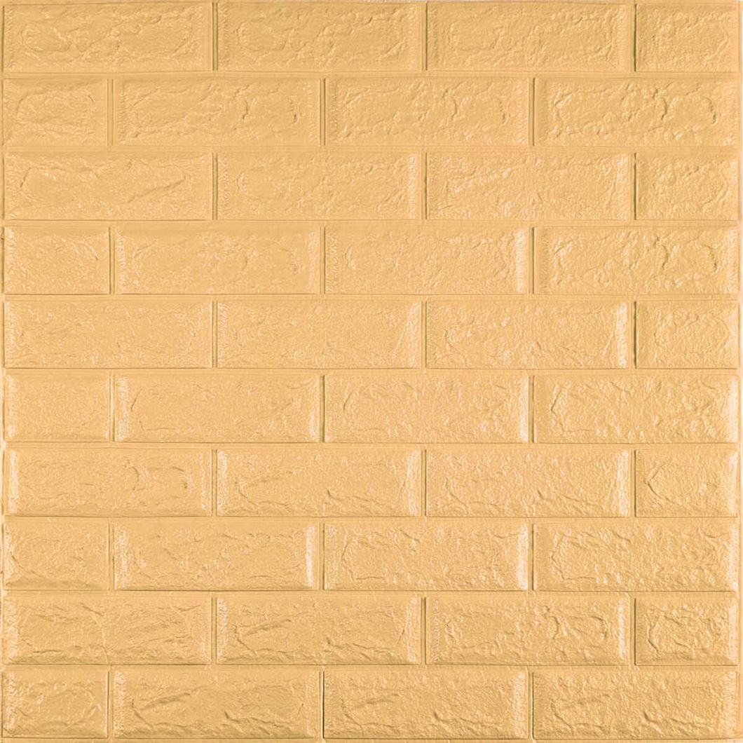 Панель стеновая самоклеющаяся декоративная 3D под кирпич жёлто-песочный 700 х 770 х 5 мм (009-5), Песочный, Песочный