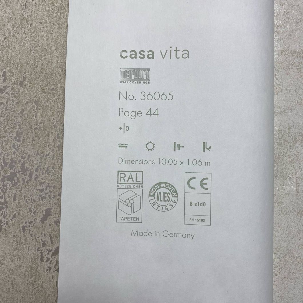 Шпалери вінілові на флізеліновій основі бежеві Marburg Casa Vita 1,06 х 10,05м (36065)