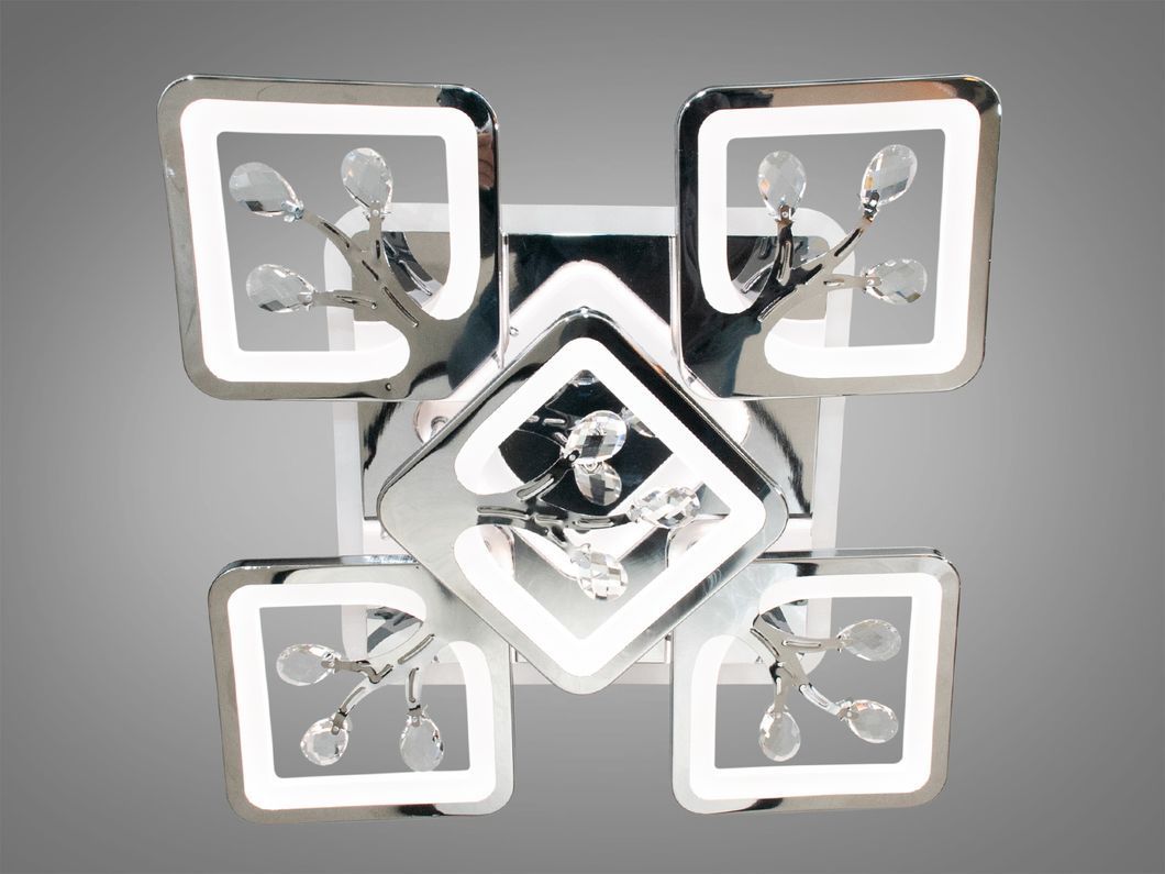 Потолочная люстра с диммером и LED подсветкой, цвет хром, 90W