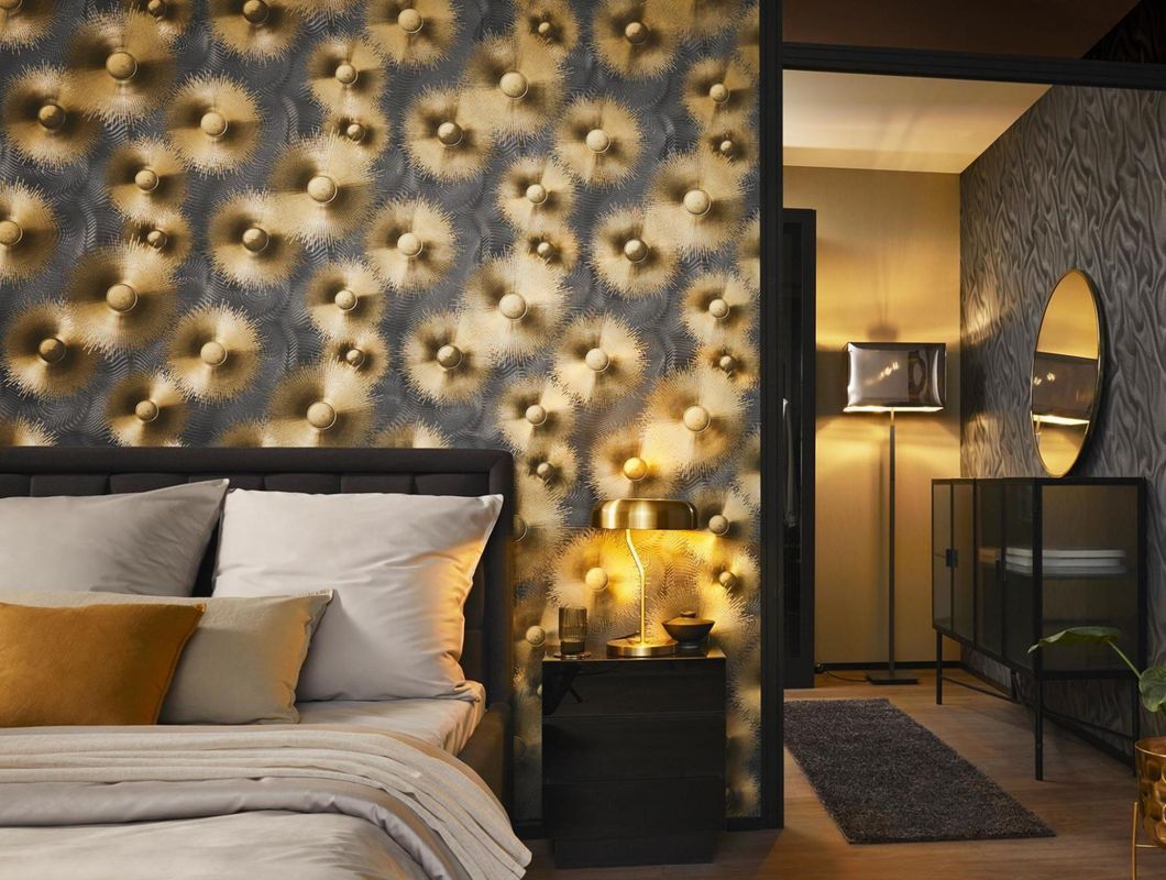 Обои виниловые на флизелиновой основе черные Erismann Elle Decoration 0,53 x 10,05 (10191-15)